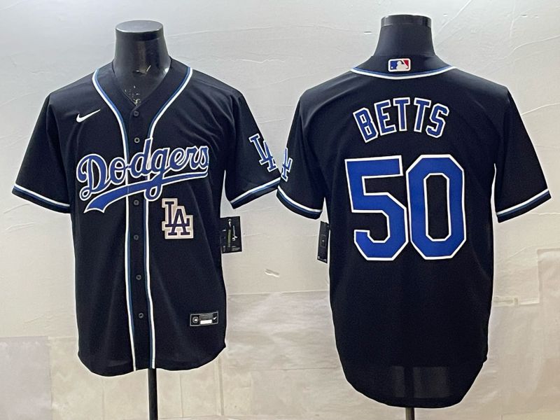Men 2025 Nike Los Angeles Dodgers #50 Betts Black MLB Jersey style 0015